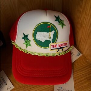 Red and White The Masters Cap with Green Accents